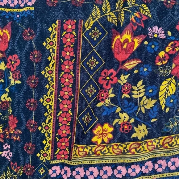 H&M Coachella Floral Flowy Boho Lace Trim Bell-Sleeve Long Sleeve Strappy Shirt - Picture 4 of 9